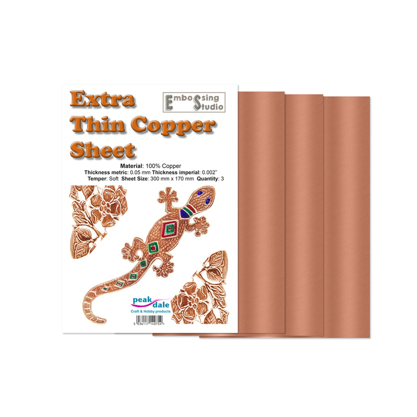 Copper Foil 0.05mm Thick x 3 sheets