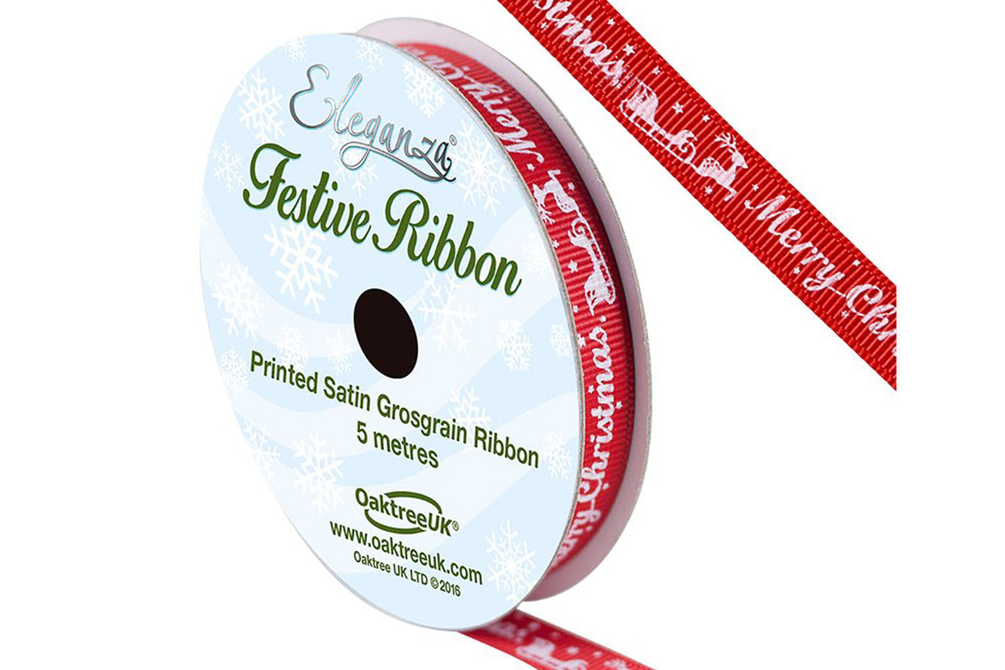 Ribbon 369 Merry Christmas/Sleigh RED 10mm