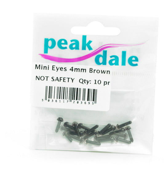 Mini Eyes - 4mm Brown - NOT SAFETY - 10 Pk