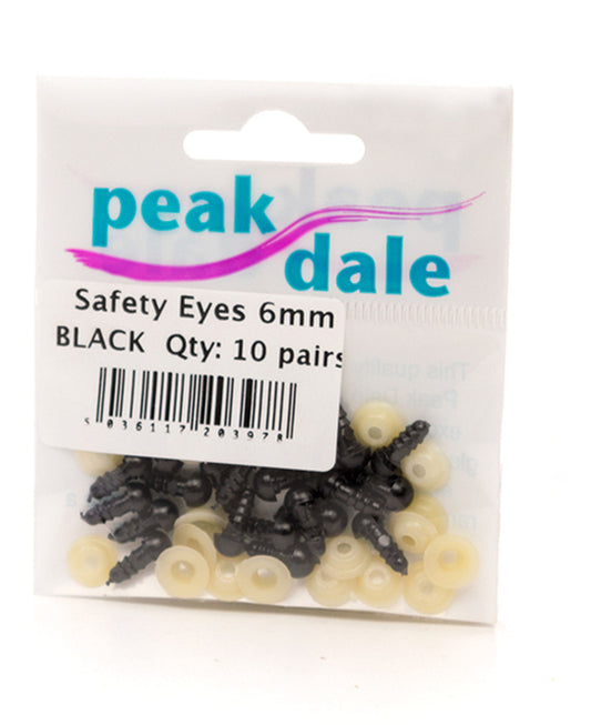 Safety Eyes - 6mm Black - 10 Pk