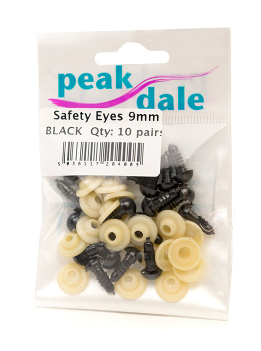 Safety Eyes - 9mm Black - 10 Pk