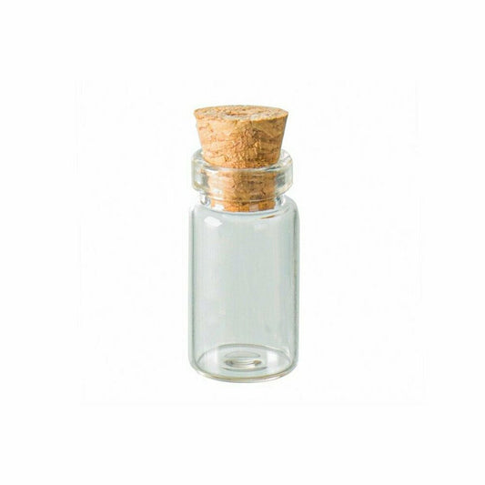 Glass Bottle with Cork - 11 x 22mm high - 5 Pk