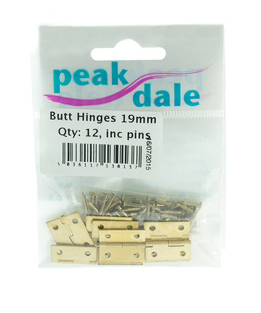 Butt Hinges - 19mm including pins - 12 Pk