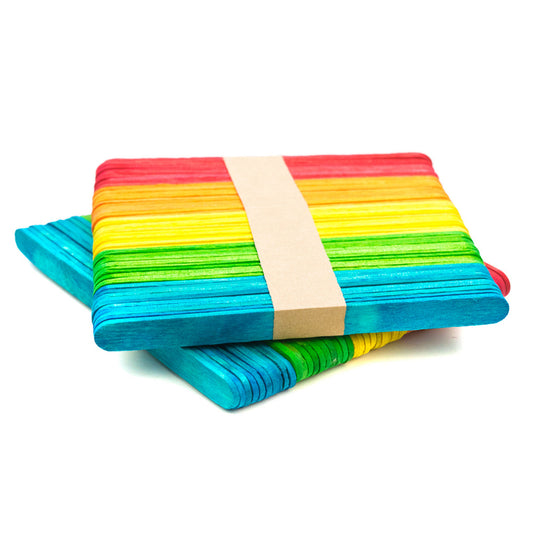 Lollipop Sticks for Crafting - Coloured - 100Pk