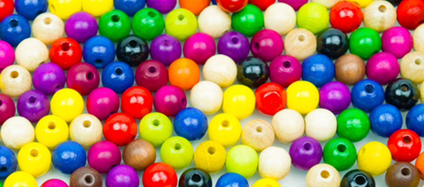 Beads Wood - 6mm Round - Assorted Colours - 100 Pk