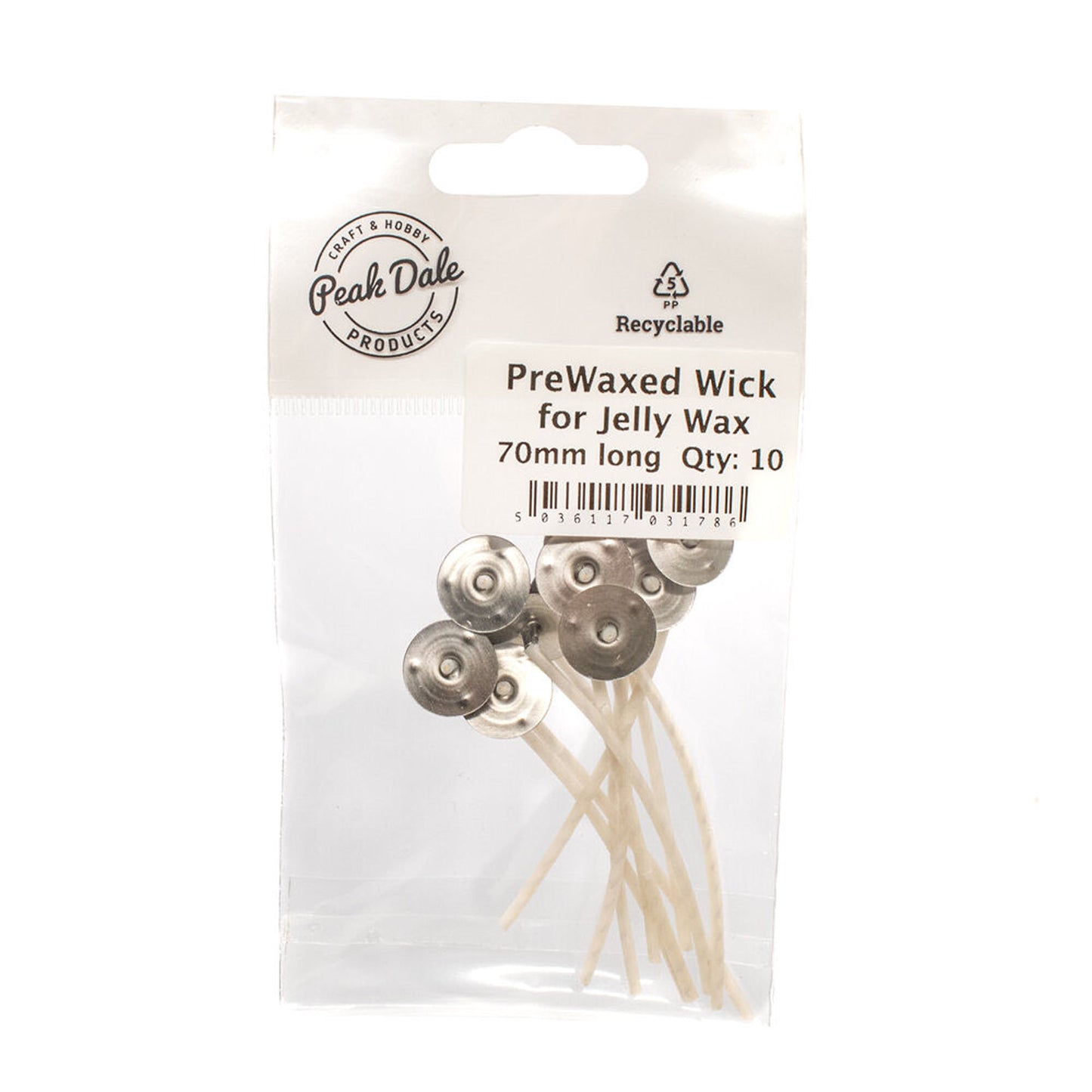 PreWaxed Wick for Jelly Wax 70mm long (10)