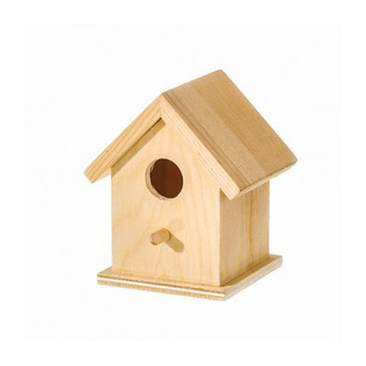 Wooden Bird House Square 10x7x7cm