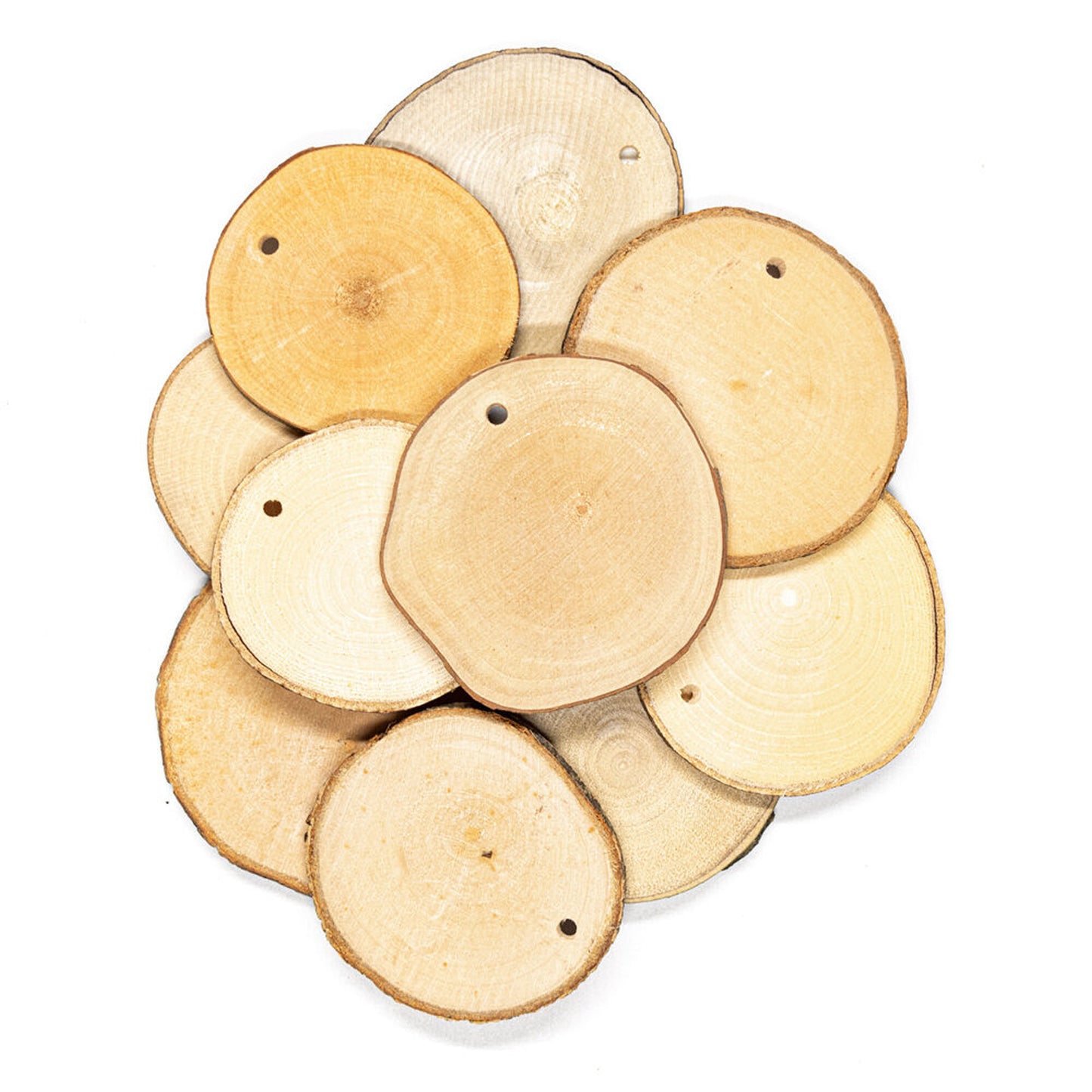 Wooden Discs 40-70 mm with hole Pack 10