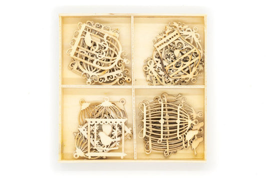 Wooden Shapes Birdcages Box of 20