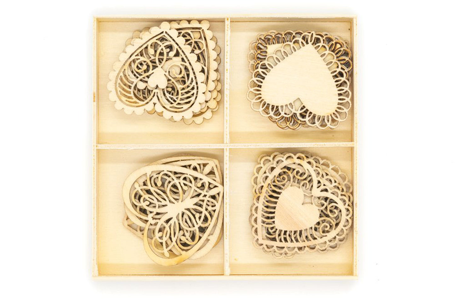 Wooden Shapes Hearts Box of 20