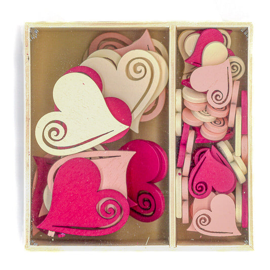 Wooden Shapes Romantic Hearts Box of 54