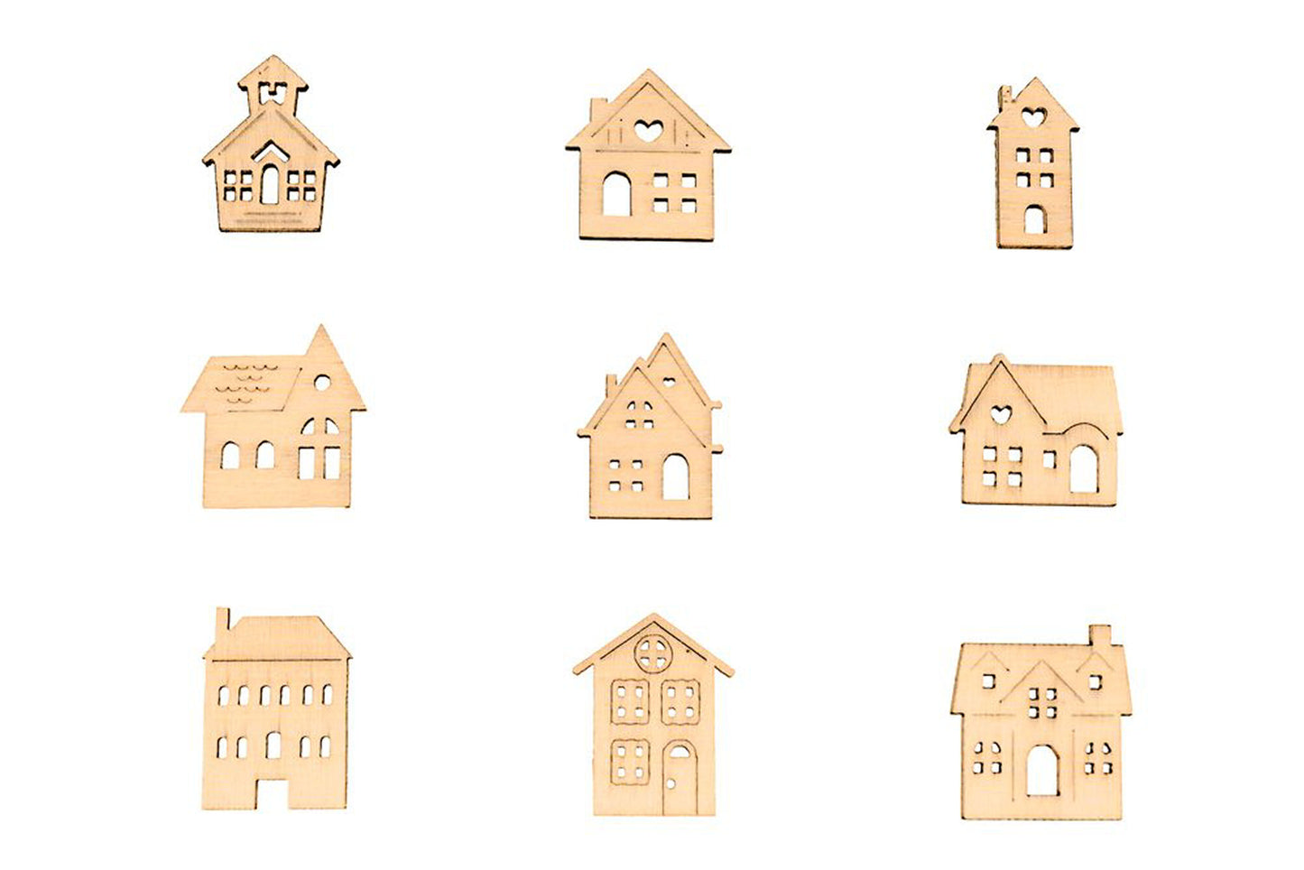 Wooden Shapes Houses Box of 45