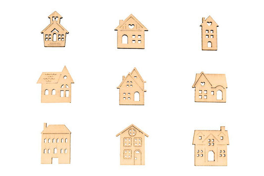 Wooden Shapes Houses Box of 45