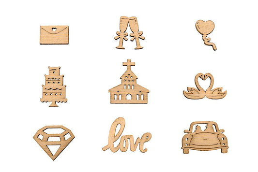 Wooden Shapes Wedding Box of 45