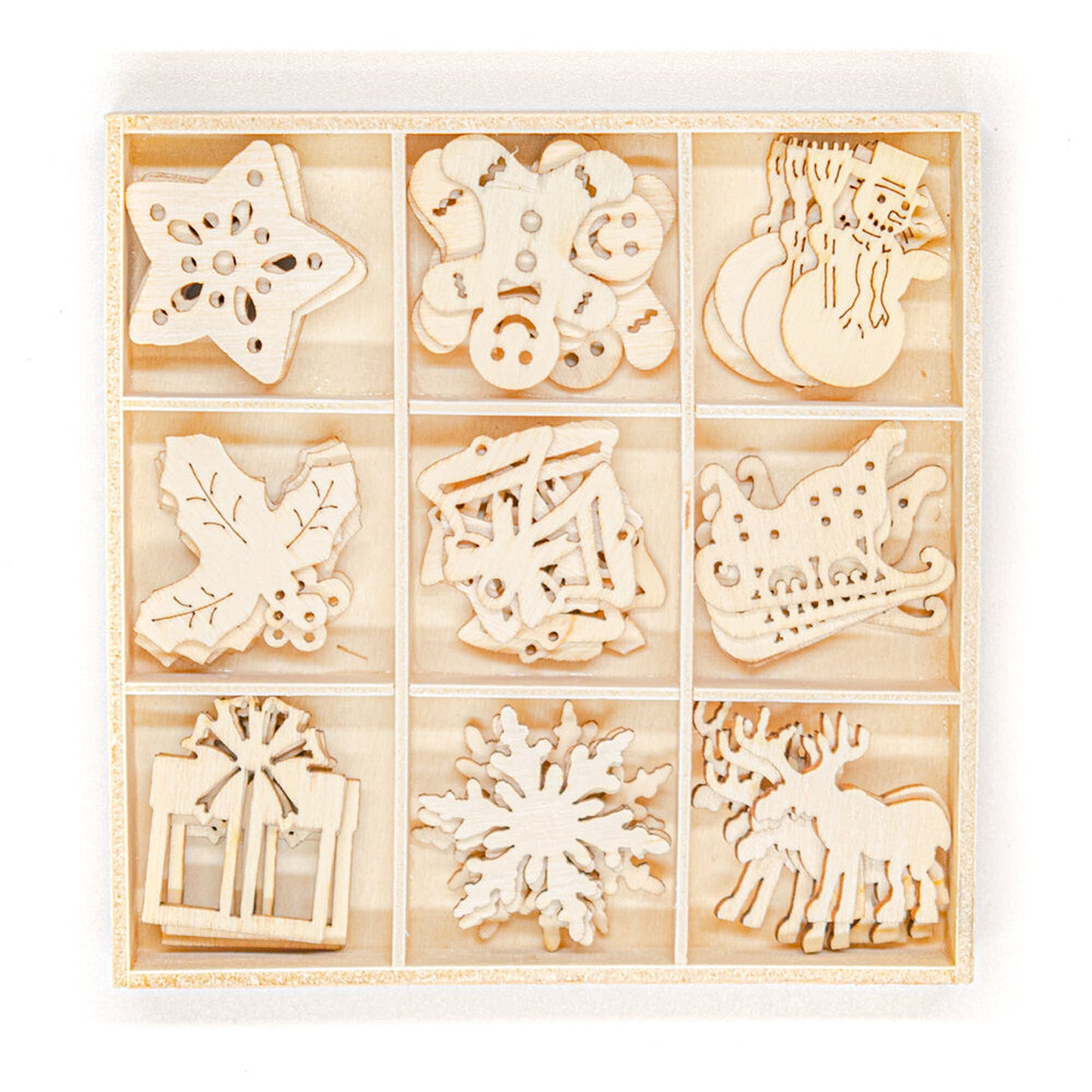 Wooden Shapes XMAS Box of 45